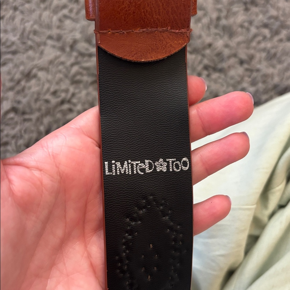 Vintage Limited Too Studded Brown Leather Kids Belt - Picture 2 of 2